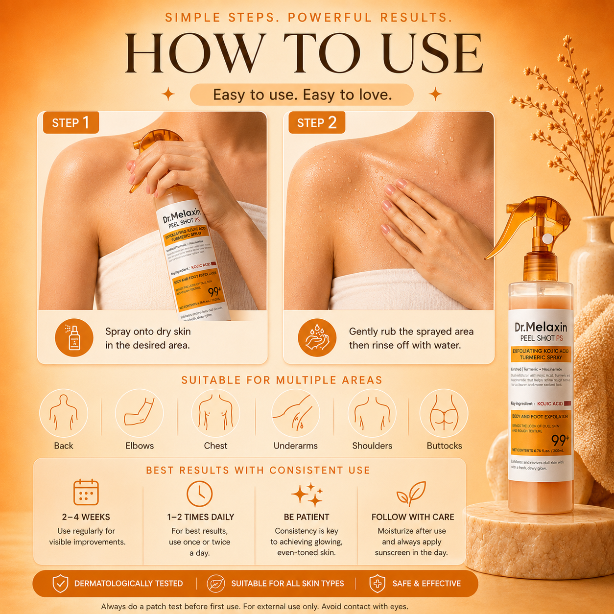 Dr. Melaxin Body Kojic Acid and Turmeric Exfoliating Spray